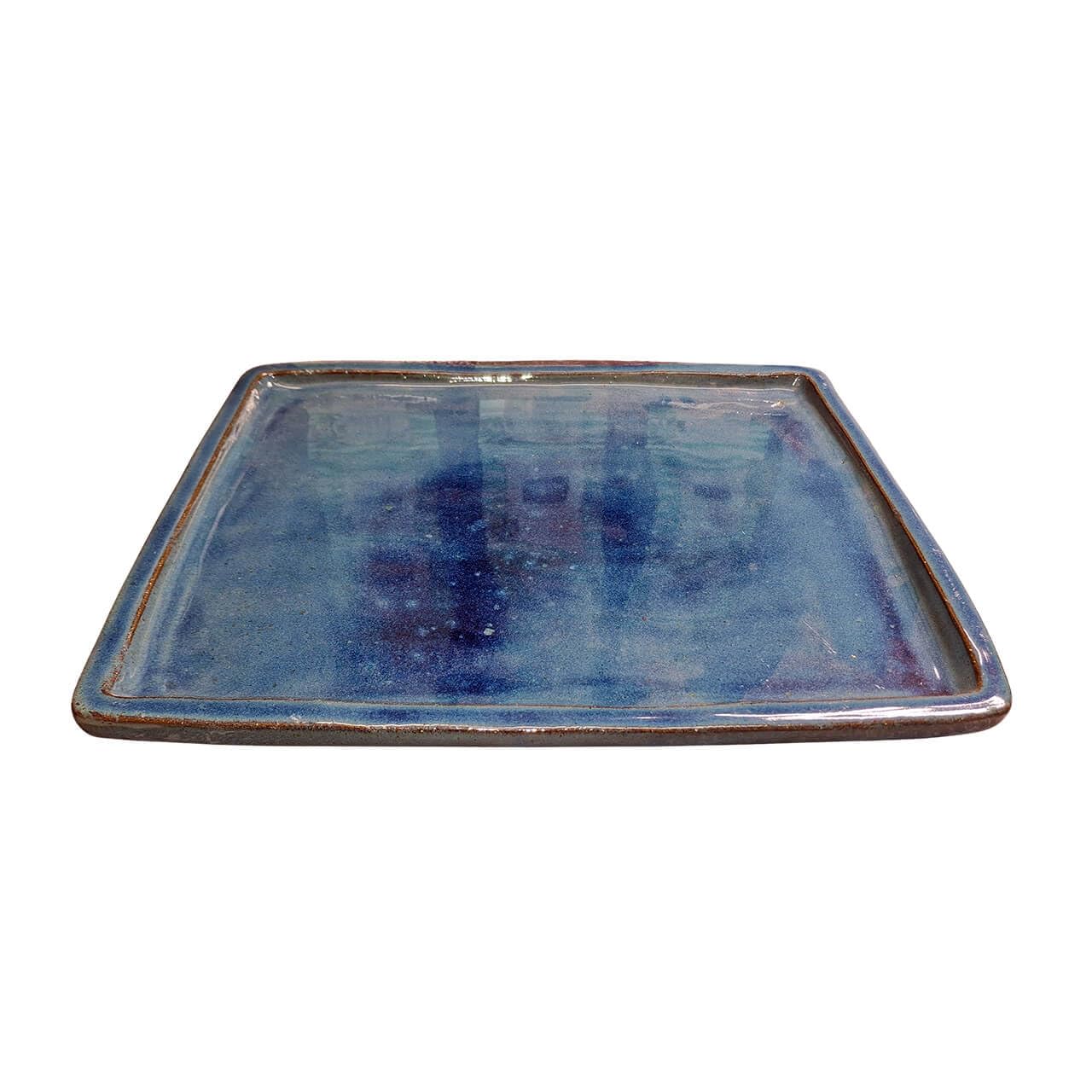 Bonsai Drip Tray - Blue Rectangle - 350x280mm | Ceramic Bonsai Tray