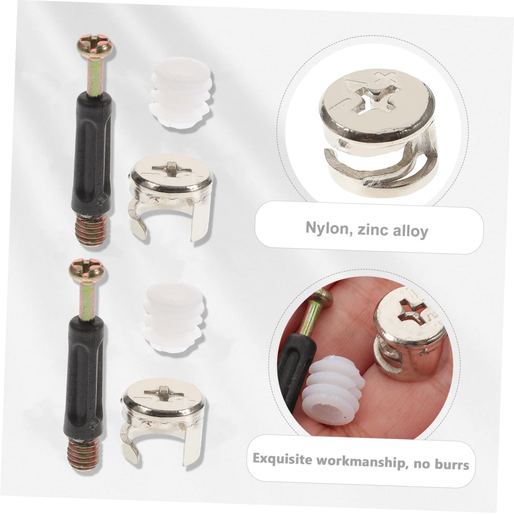MAGICLULU Set 100 Pezzi Connettori per Mobili Dado a Barilotto in Nylon e Lega di Zinco, Struttura Resistente e Buona Capacità di Carico, Kit per Montaggio Mobili e Arredamento