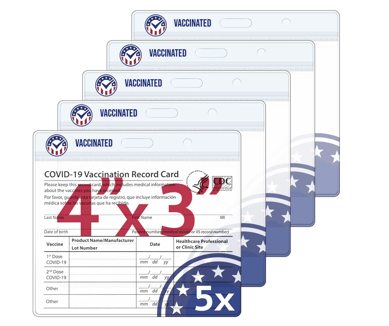 5-Pack Vaccine Card Protector Waterproof │ Vaccination Card Holder │ CDC Vaccine Card Holder │ Vaccination Card Protector │ 4x3 Card Protector