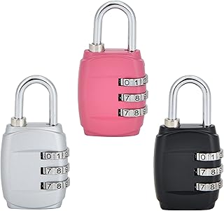 3PCS Luggage Locks Combination 3 Digit Combination Padlock Security Padlocks Resettable Code Locks Suitcase Combination Locks Waterproof Coded Padlock Small Digit Locker Padlock for Gym Locker Zip