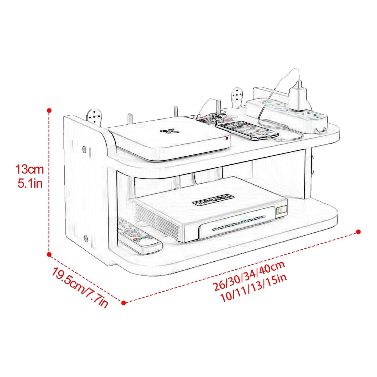 Router-Wandhalterung, WLAN-Router-Aufbewahrungsbox, Kabelmanagementbox, Multifunktions-Aufbewahrungsregal, Router-Schrank for Das Homeoffice(34 * 19.5 * 13cm)
