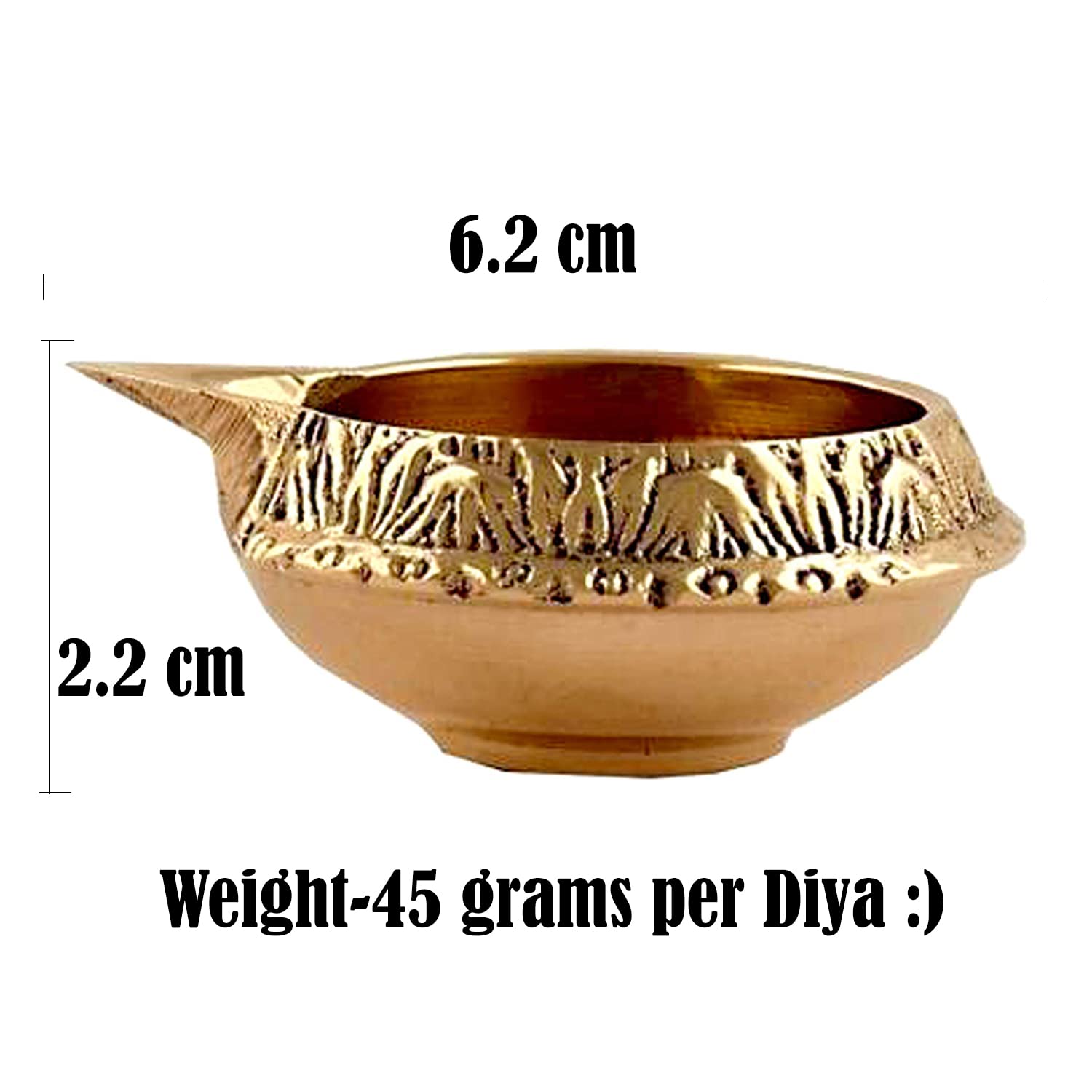 Shiv Shakti Arts Brass Diya for Puja Oil Lamp, Brass Diwali diyas, Puja Items for Diwali Decor - Deepak for Pooja Diwali Decorations Items, Diwali Lamps (Gold_6.2 X 4 X 2.2 cm) (Set of 2)