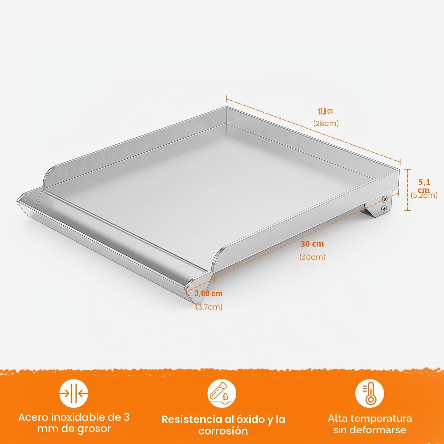 Onlyfire Plancha Universal de Acero Inoxidable para Quemador Lateral, Plancha de Barbacoa para Casi Todas Las Parrillas de Gas, 33 cm*28 cm | Plancha universal para la mayoría de parrillas de gas, rango de ajuste de ancho: 8.6 a 12.7 pulgadas