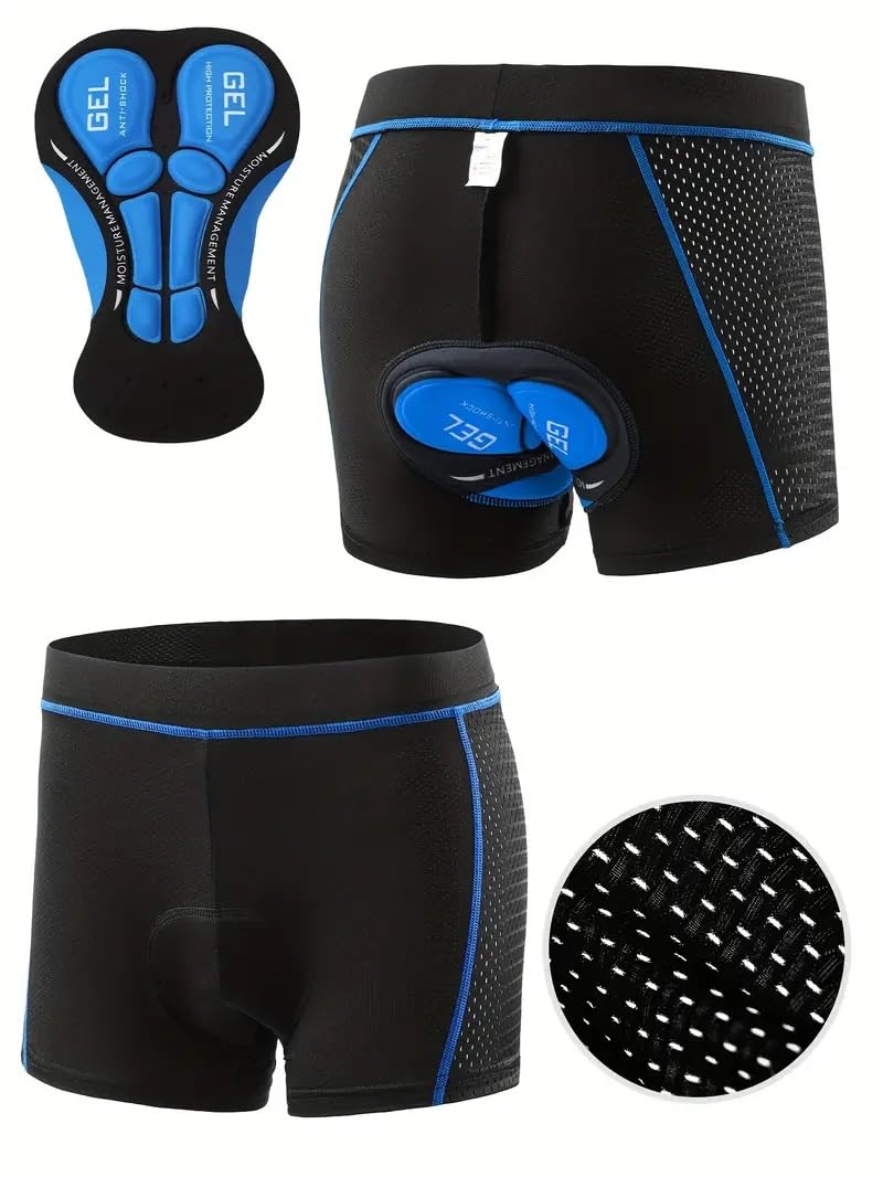 EZ Living Men's Cycling Shorts – High-Performance Half Pants with Padded Cushion, Breathable Fabric, and Reflective Elements for Enhanced Comfort and Safety Blue-image-42