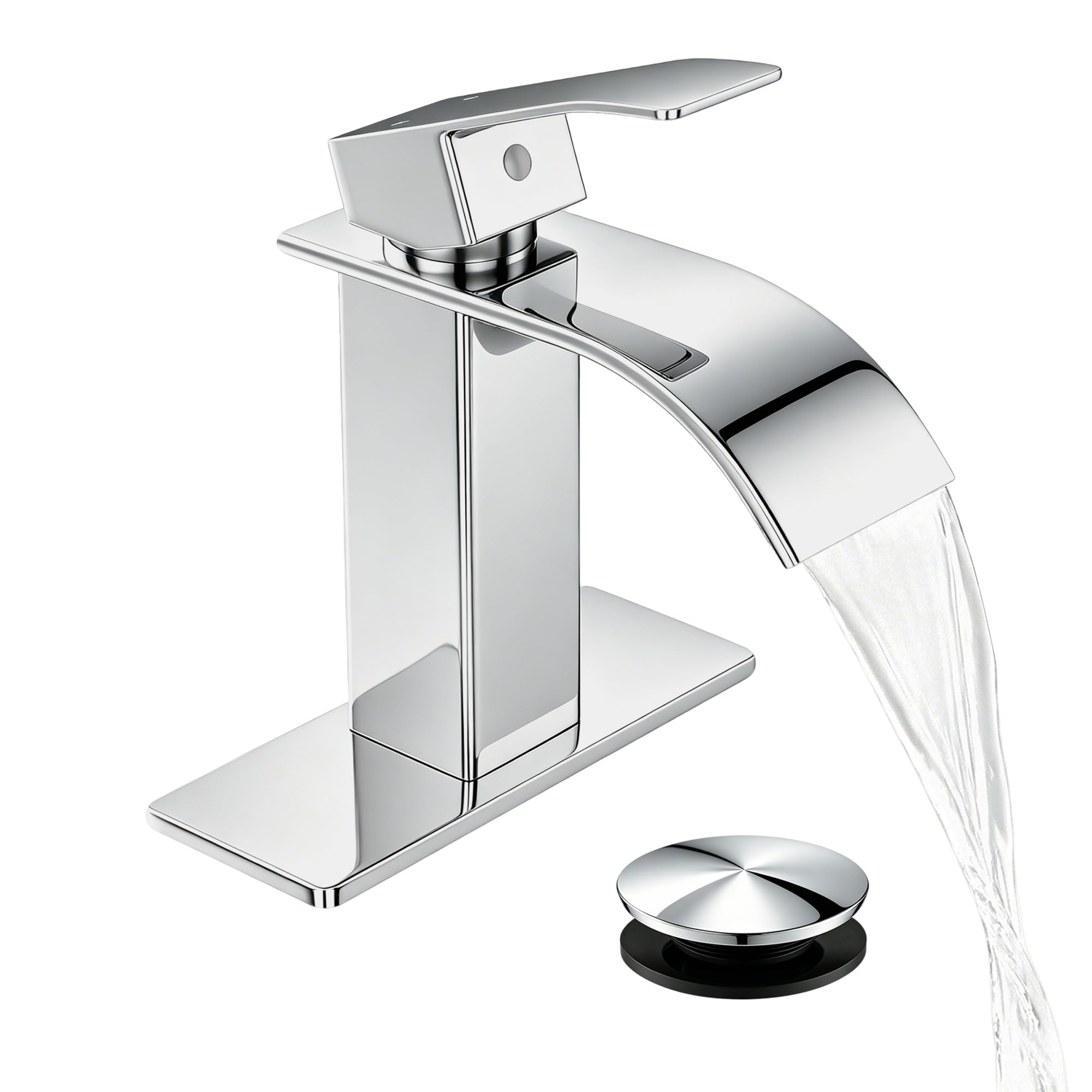 Fransiton Waterfall Single Handle Bathroom Sink Faucet Chrome