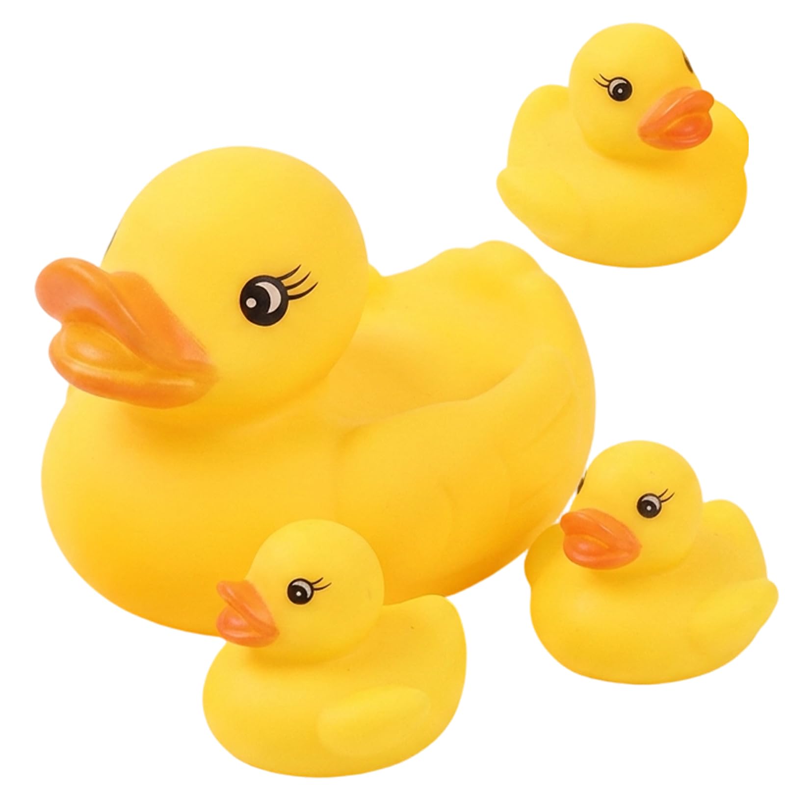 Rubber Duck Set, Rubber Ducks Multipack, Bath Ducks for Playtime, Plastic Ducks with Family Design, Large Mother Duck and Three Small Ducks Centimetres