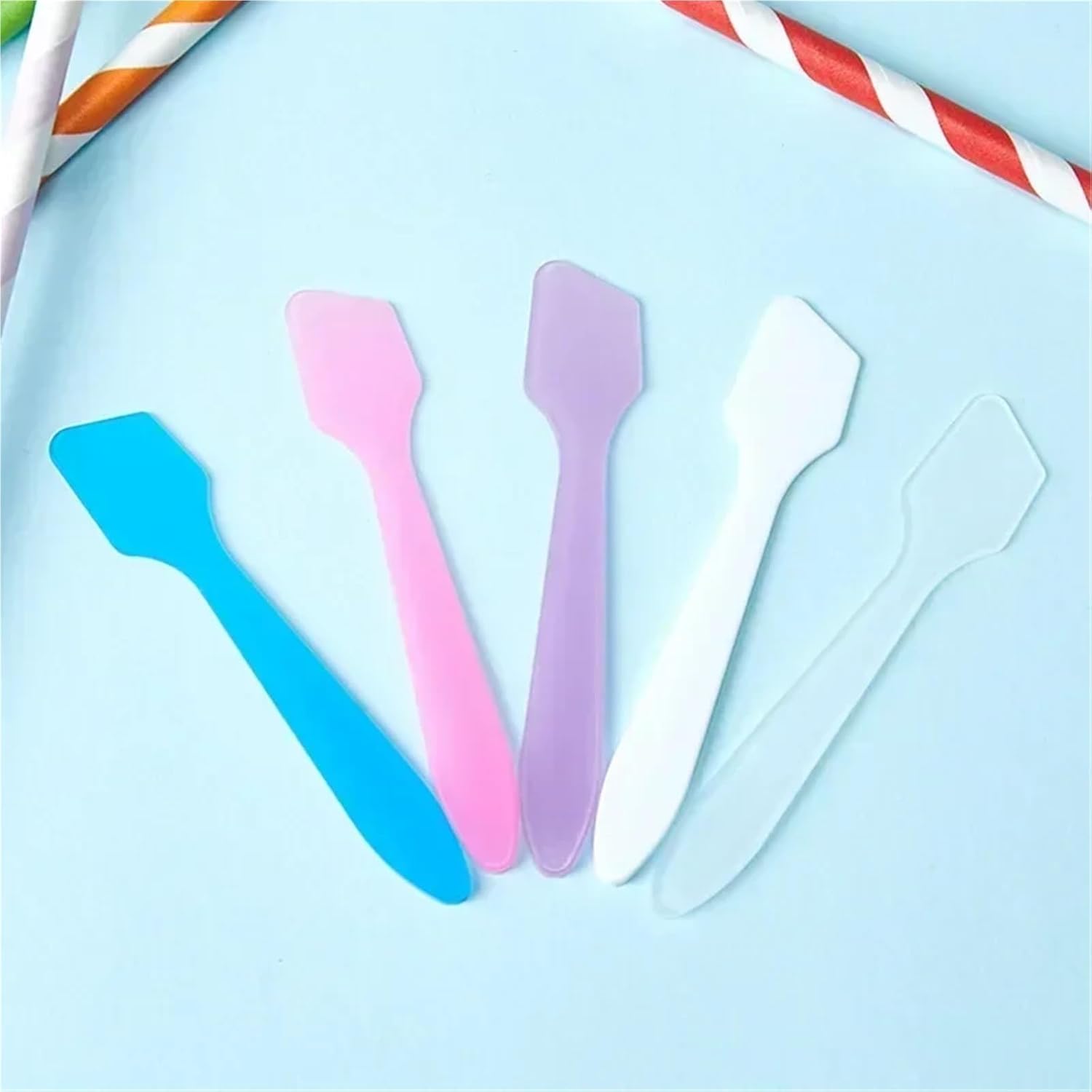 Lotion Spatula 50 Pcs Plastic Makeup Spatula, Reusable Cosmetic Tool for Lotion & Cream(Mixed color)