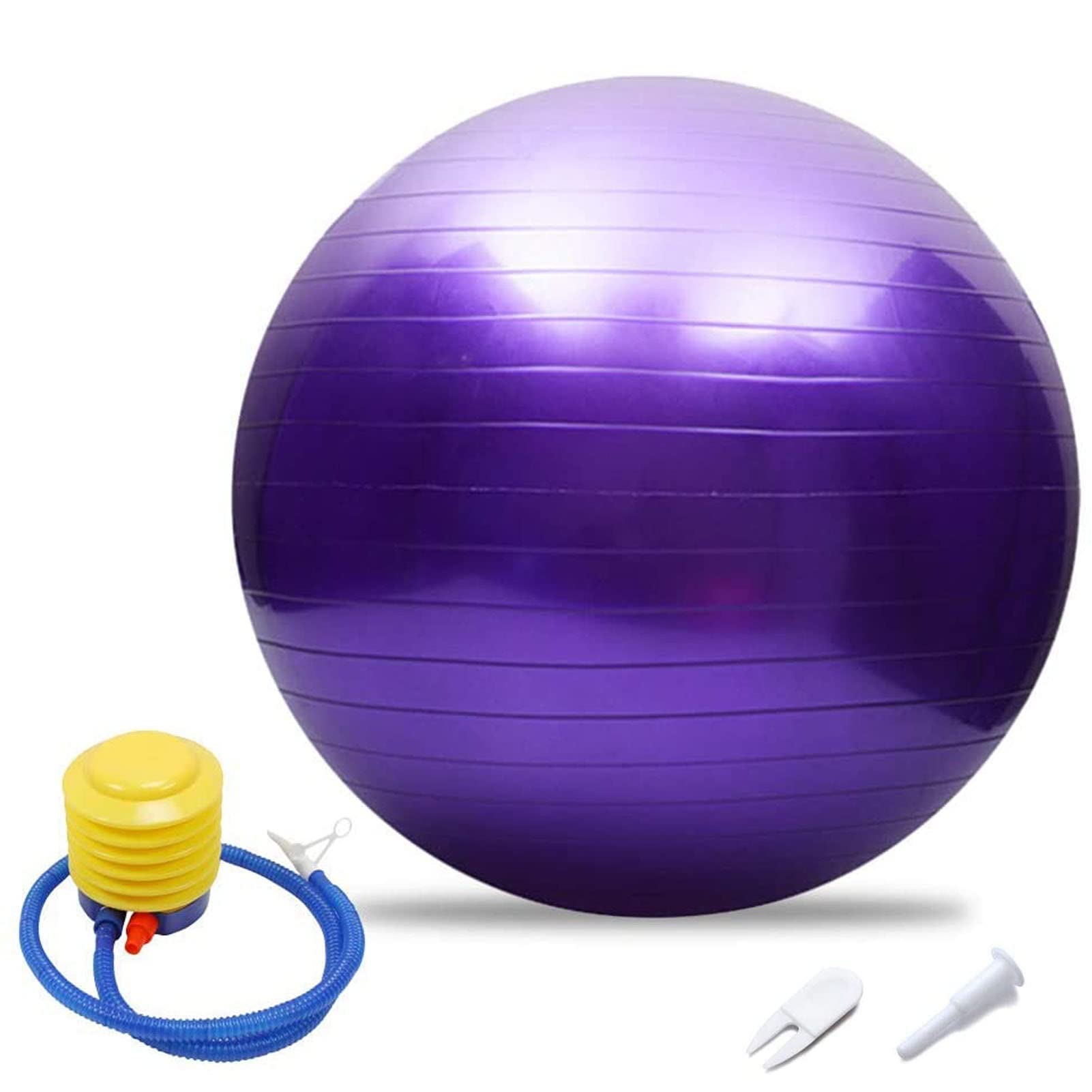 Exercise Ball Yoga Pilates Ball, 45-95cm Balance, Stability, Training Physical Therapy Birthing Ball for Yoga, Anti-Burst Gym Ball, for Gym, Home Gift Air Pump (Purple,45cm/17.72in)