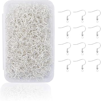 Earring Hooks 500PCS Ear Wires Silver Plated 19mm with Ball and Coil for DIY Jewelry MakingSilver