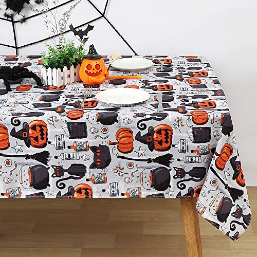 Halloween Decoration Tablecloth 57x84 Inches Waterproof Pumpkin Printed Tablecloth Black Cats Table Cover Halloween Party Supplies