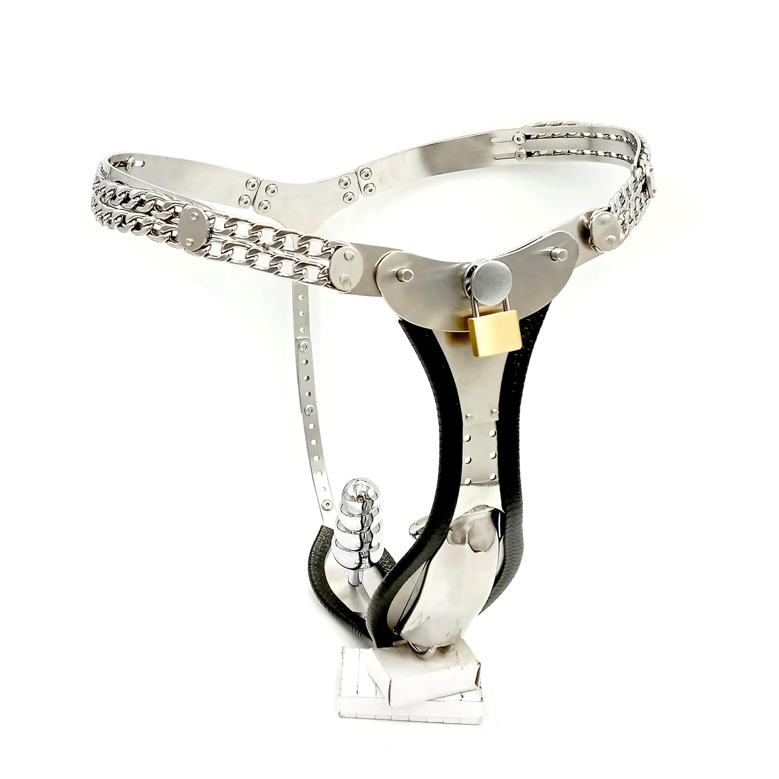 Leicht Keuschheitsgürtel für Herren Penis Bondage Gürtel Verstellbare Chastity Cage Male Edelstahl Peniskäfig mit Butt Plug Keuschheitskäfig Fesselspiele Sklaven Kostüme,Schwarz,76/100cm