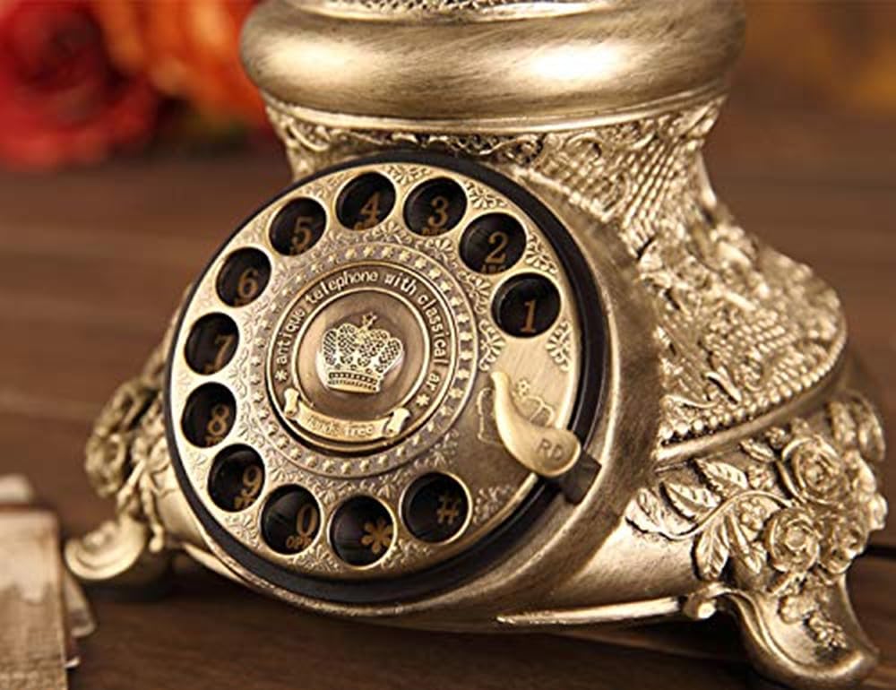 Telefon Festnetz, Nachahmung Messing, Vintage-Stil, Alten Stil Rotary Dial Telefon-Hotel/Mall/Schmuck Haus/Haus und Büro Harz Telefon, elegant und geschmackvoll 109