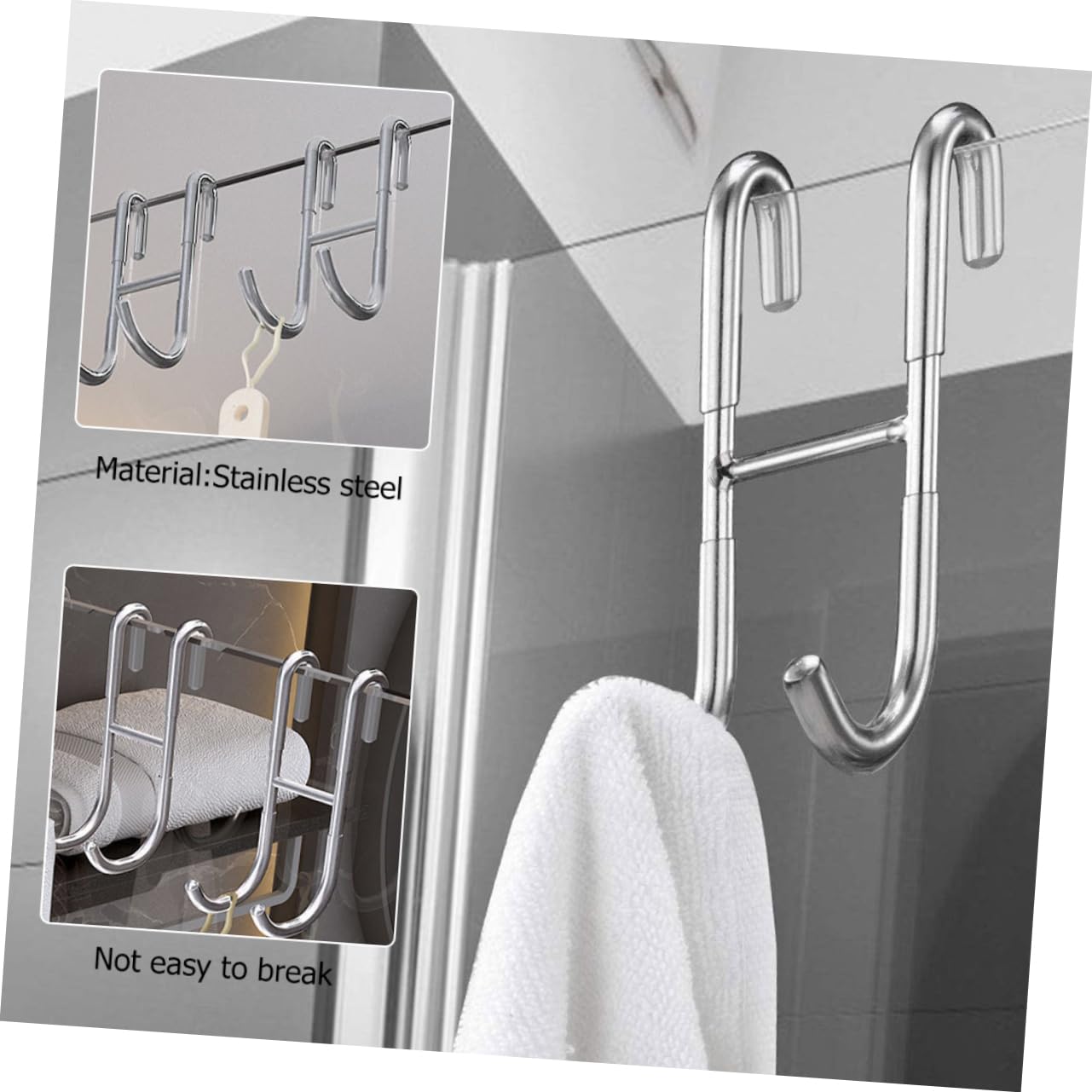 MUSISALY 2pcs Door Hanger Hook for Coats Towel Hook Towel Hanger Door Hooks for Key Hooks Hat Hooks Door Hanger Hook for Hats Coat Hangers Bathroom Door Hooks Stainless Steel Silver