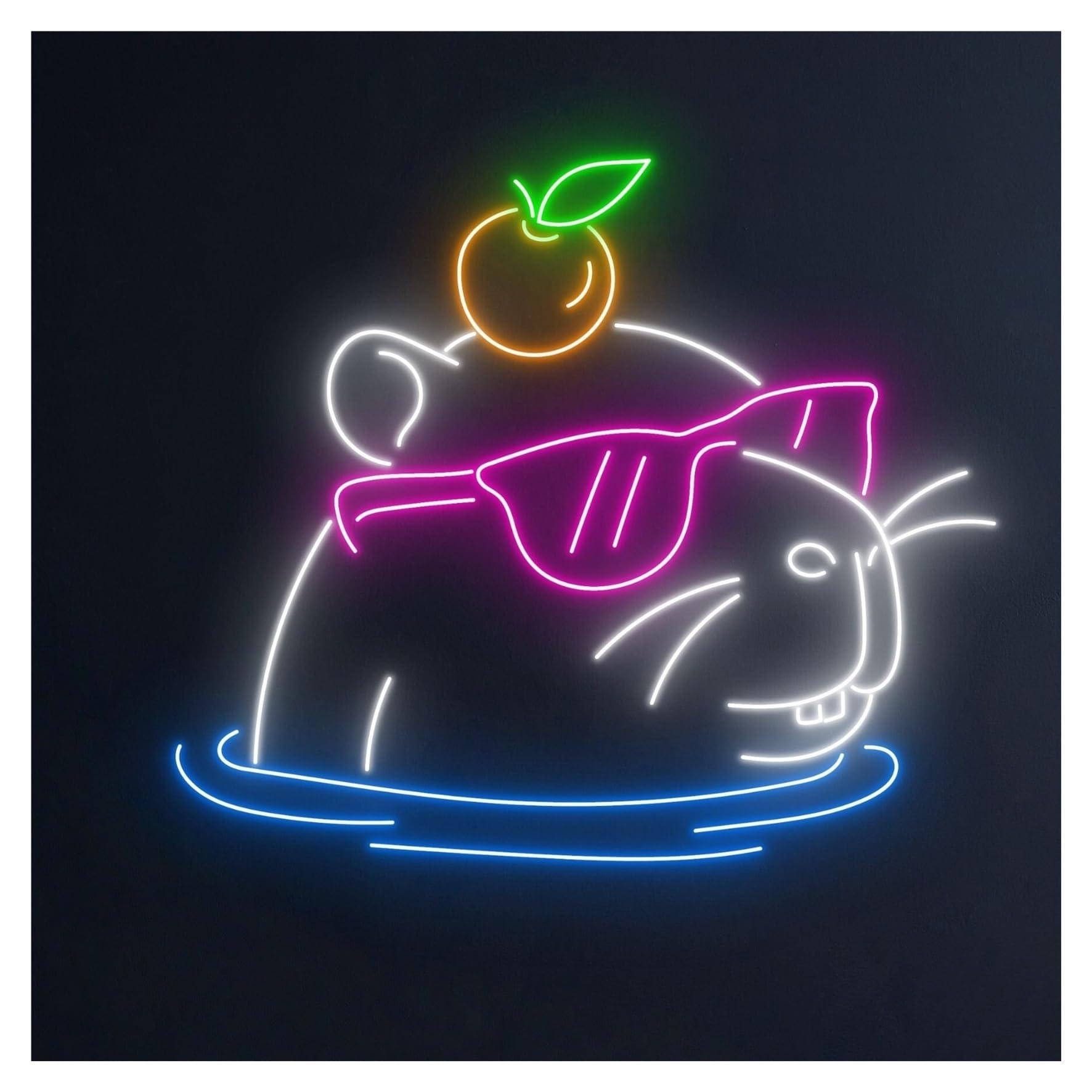 RONGCH Hanging Art Neon Signs Capybara Neon Sign, Suitable for Home Kid Room Decor with Brightness Adjustable 50cm