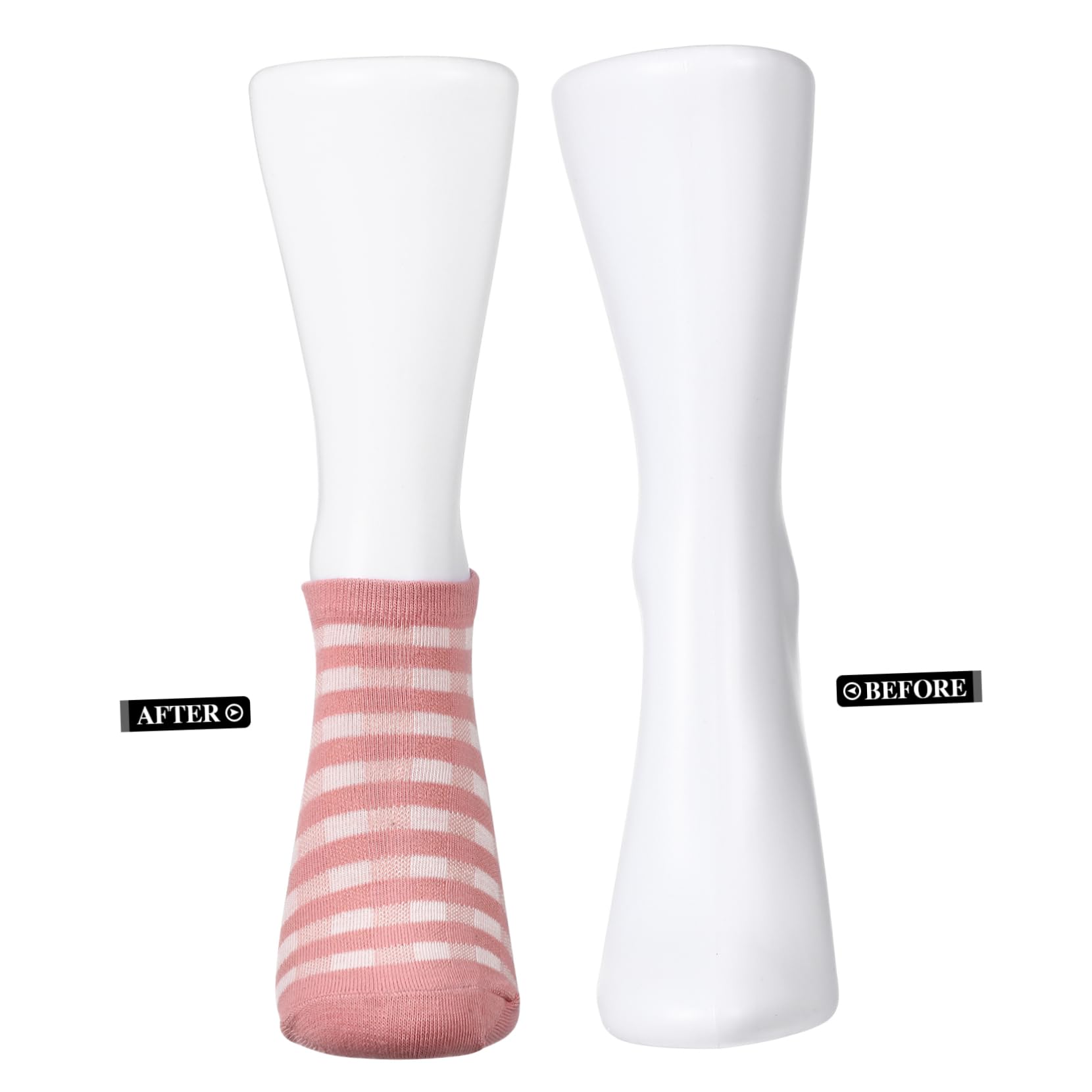2 Stück Weiße Fake Feet aus Pp Kunststoff für Damen Kurze Socken Display Praktische Fußpuppe zum Präsentieren von Socken und Schuhen im Zuhause oder Geschäft