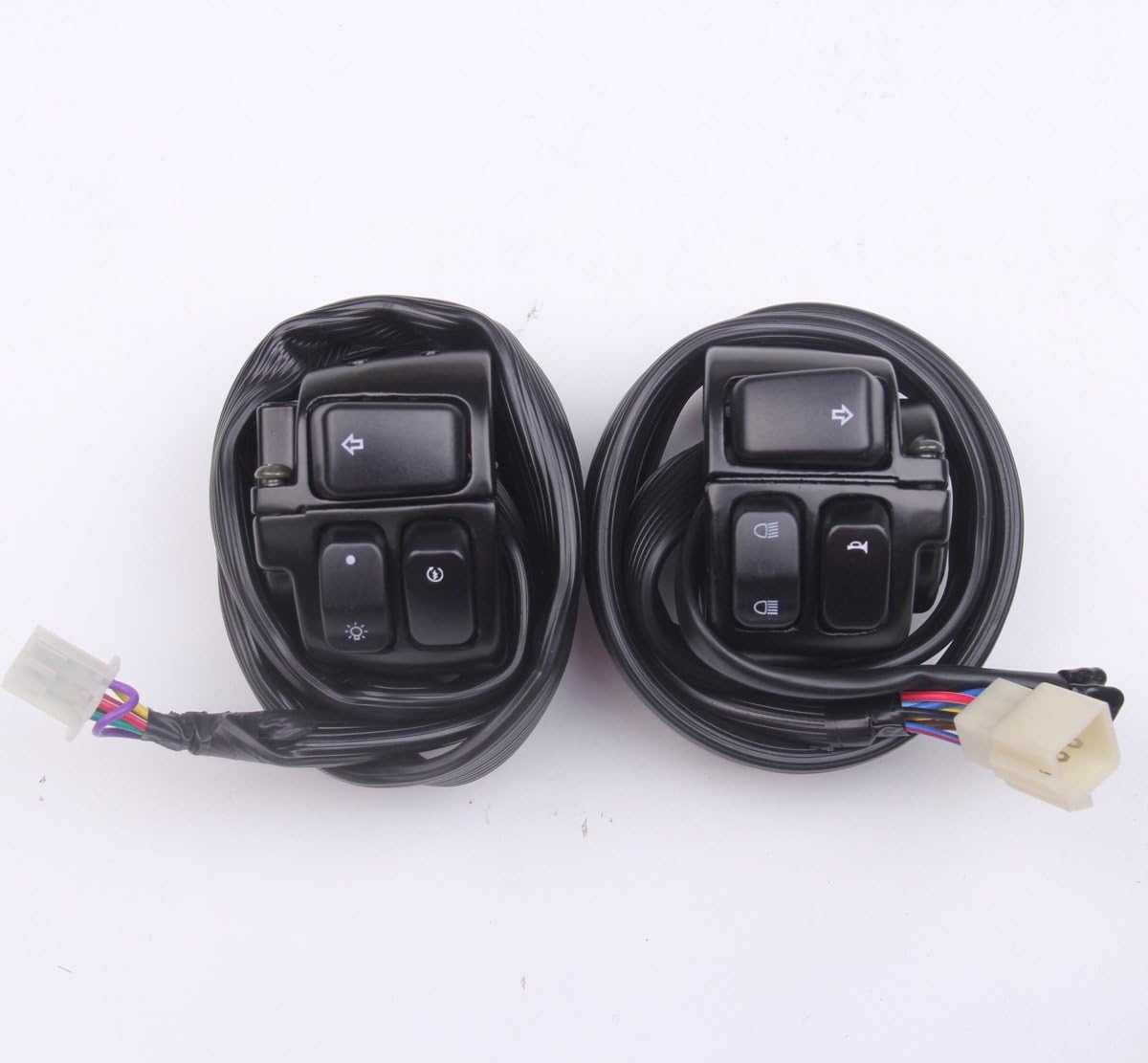 Goodbest New 2pcs Handlebar Control Switches+Wiring Harness for Harley Softail, Dyna, Sportster, V-Rod 1996-2012