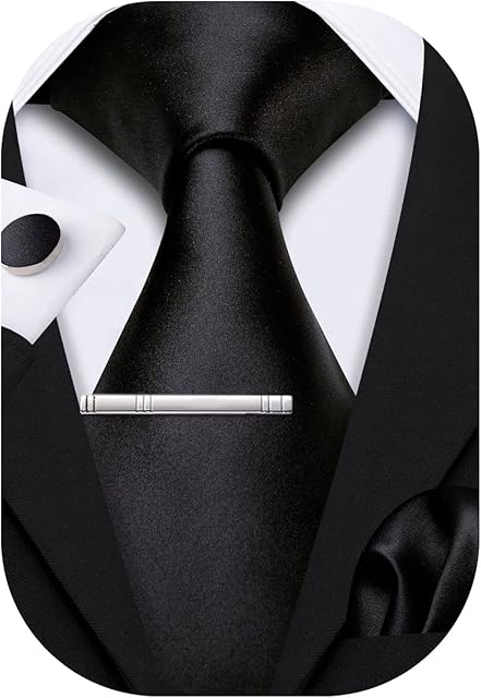Barry.Wang Men Tie Set Pure Color Necktie Handkerchief Cufflink Silk Exquiste Party Classic Anniversaries