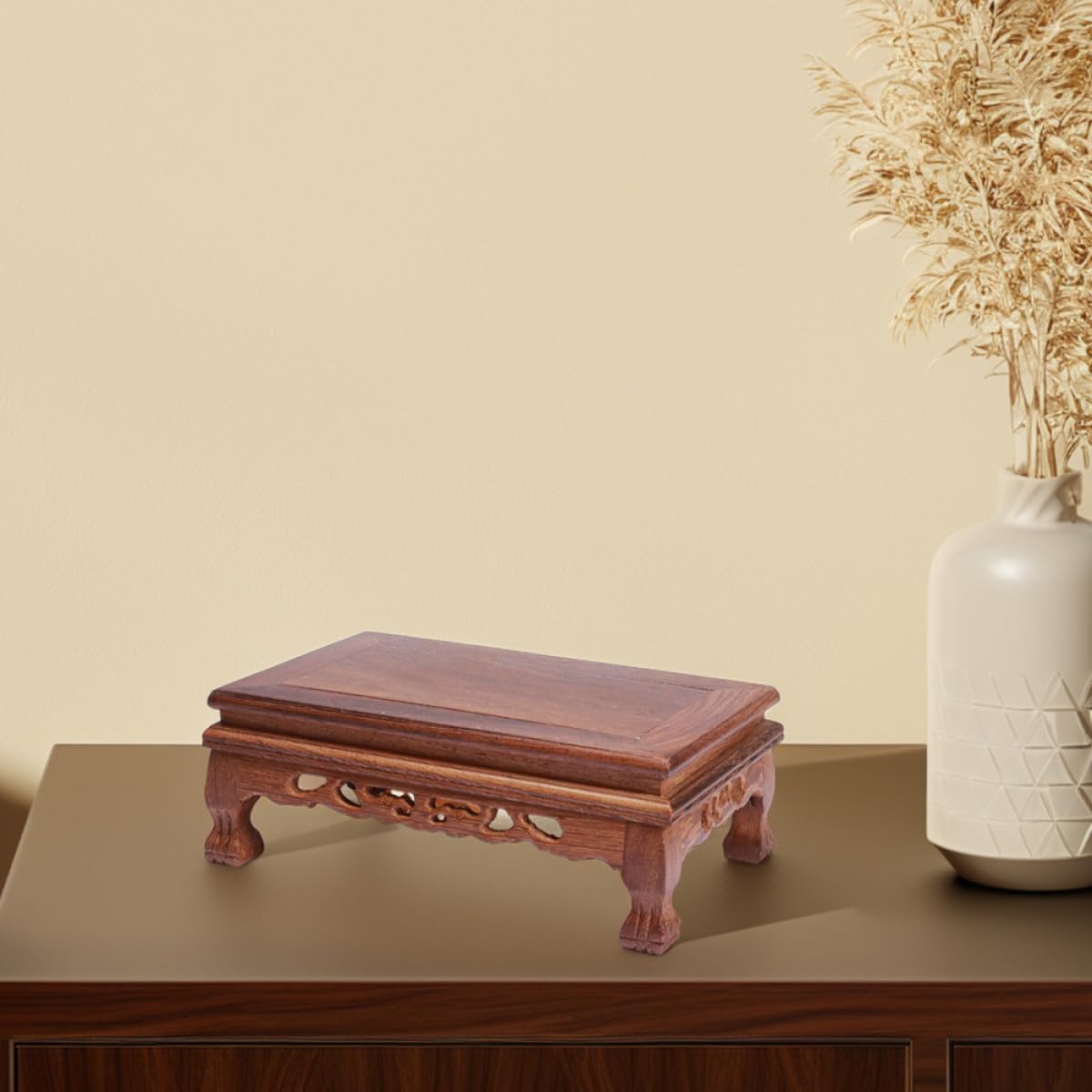 SUPVOX Base Expositora Rectangular de Madera Tallada para Jarrones y Estatuas Budistas Diseño Elegante y Uso Versátil Habitación o Mesa