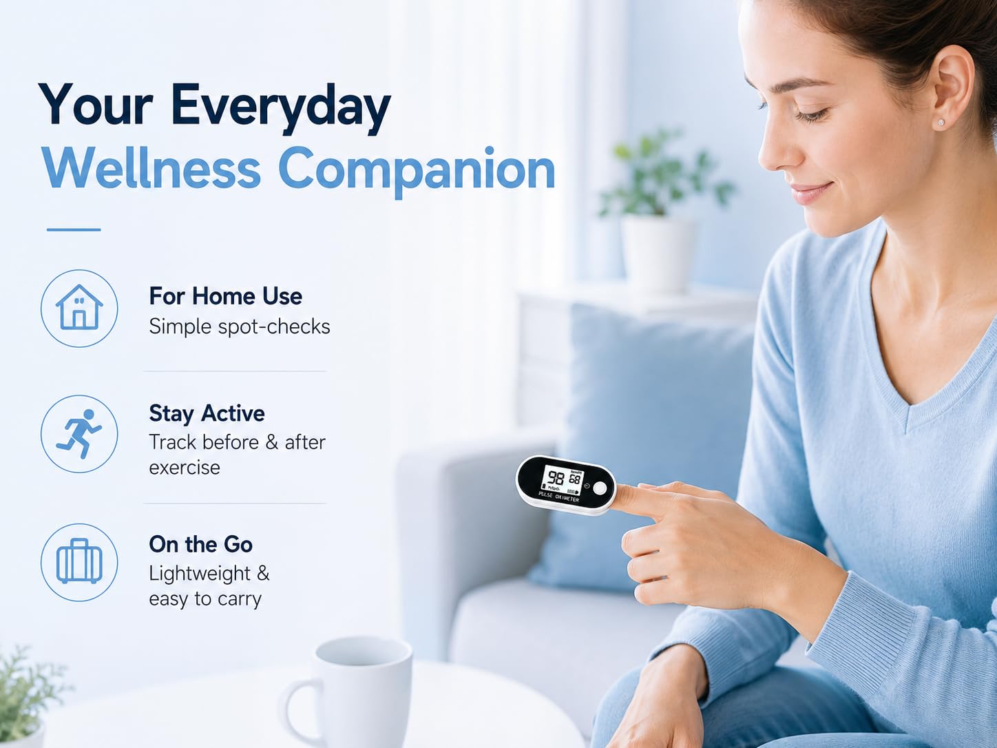 Pulse Oximeter Fingertip, Fast SpO₂ & Pulse Rate, Oxygen Monitor Fingertip with LED Display