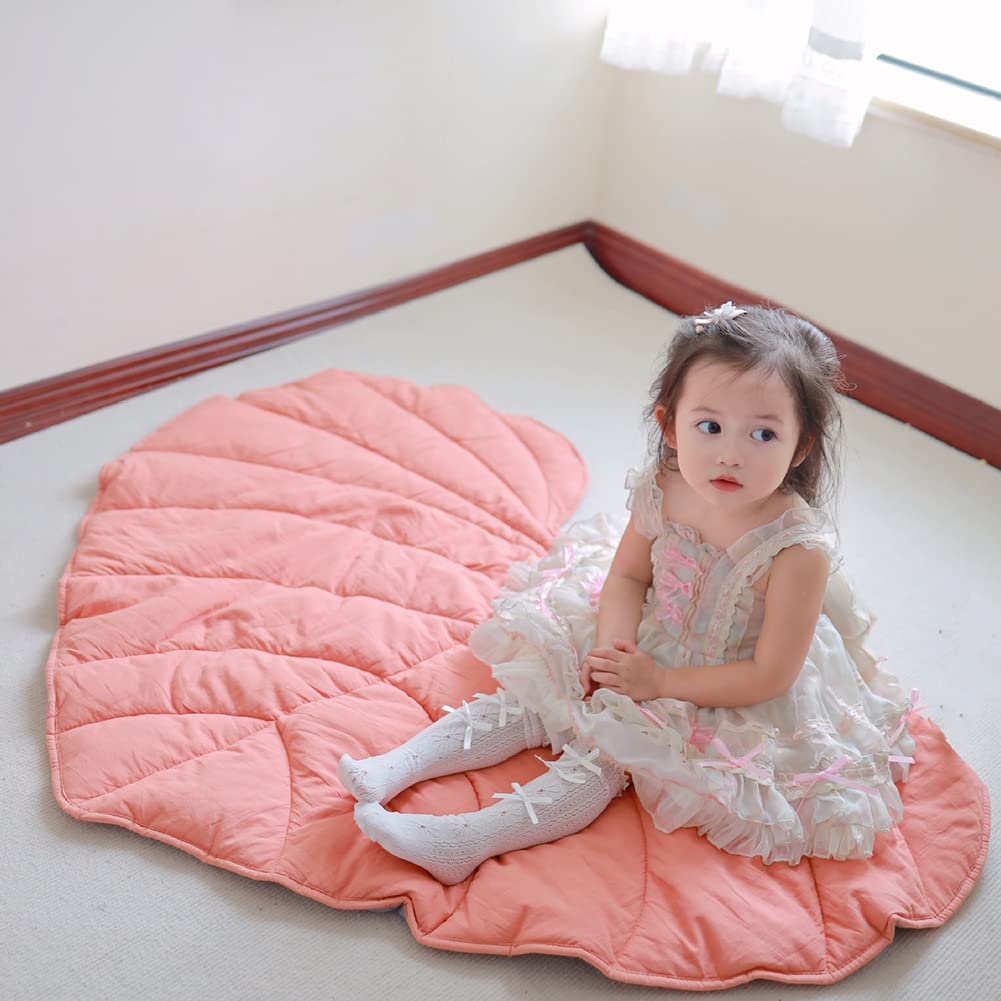 Surakey Tapis Epais Bebe Matelas de Sol Tapis Feuille Vert Tapis D'éveil pour Bébé Tapis Lavable en Coton Multifonction Tapis Enfants pour Ramper Et Jouer, Cadeau pour La Naissance Baby Shower