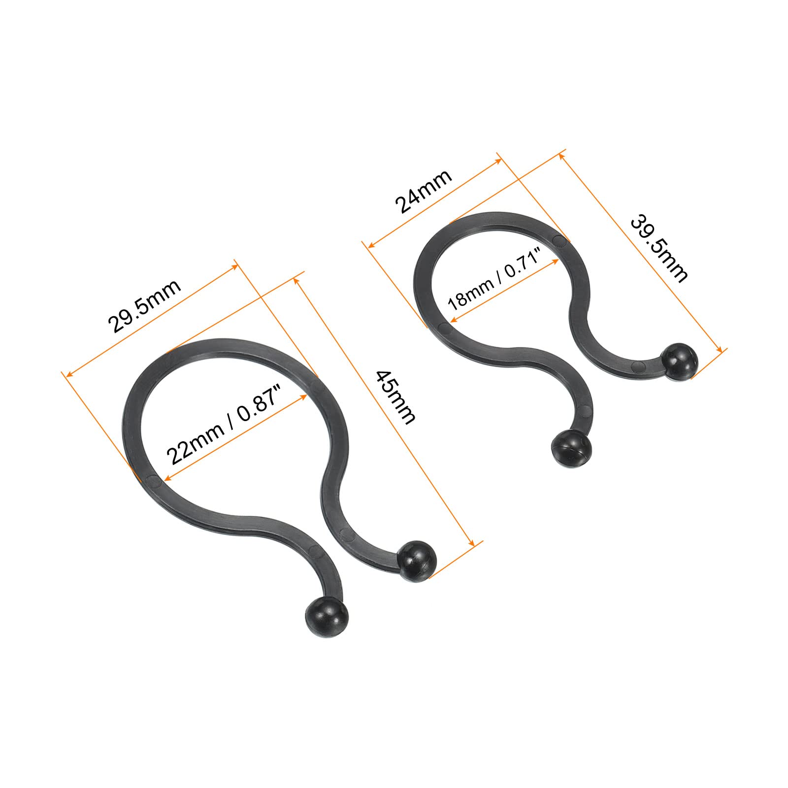 MECCANIXITY U Shape Twist Lock Cable Wire Ties Black, 50 Pack Dia 18mm and 100 Pack Dia 22mm for Wire Management