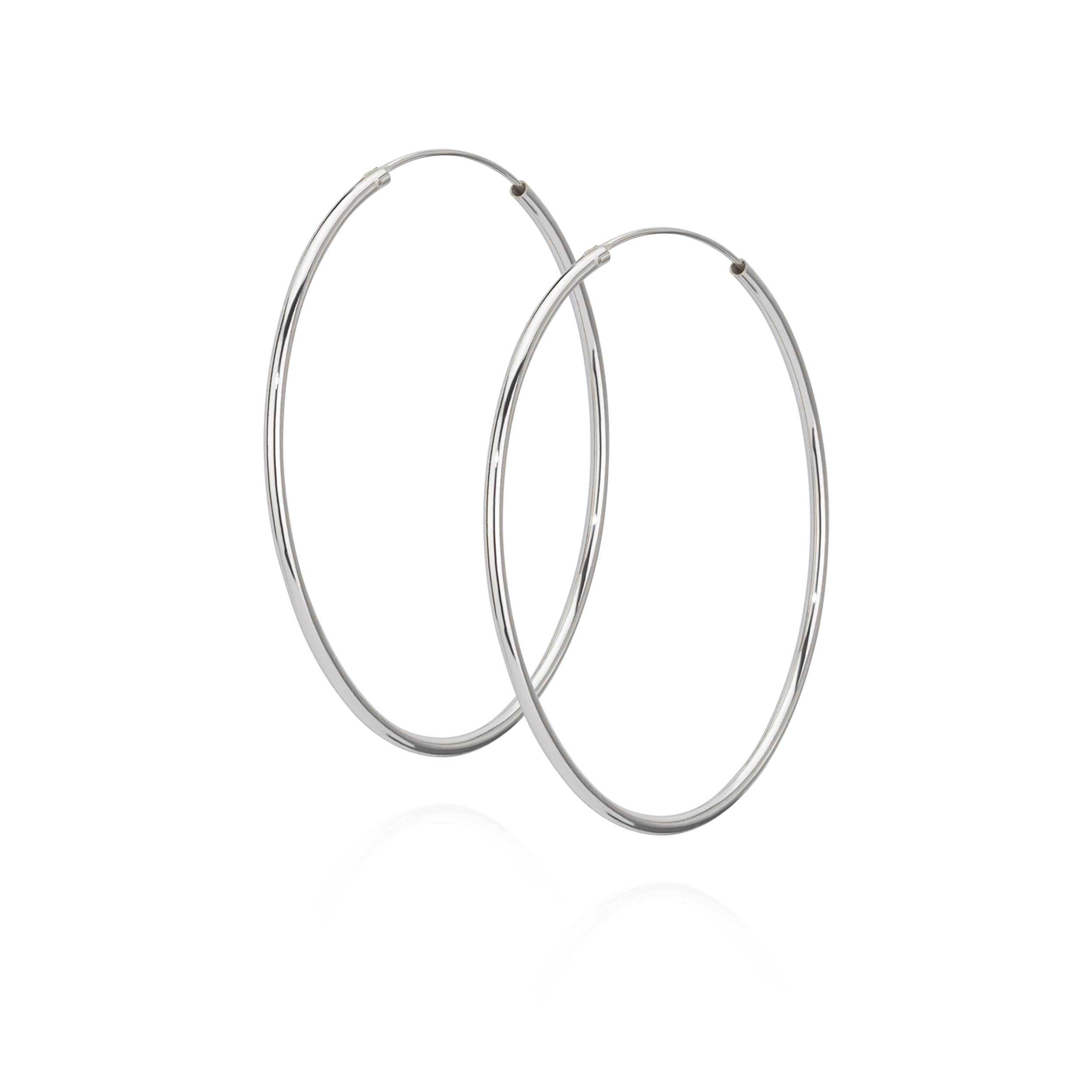 NKlaus - Orecchini A Cerchio In Argento 925, Grandi 80 Mm Di Diametro - Gioielli Unisex In Argento Sterling Lucido, Regalo