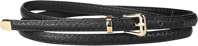 Allegra K Womens Skinny Embossed Leather Belts Alloy Pin Buckle Belt for Jeans Dresses Pants
