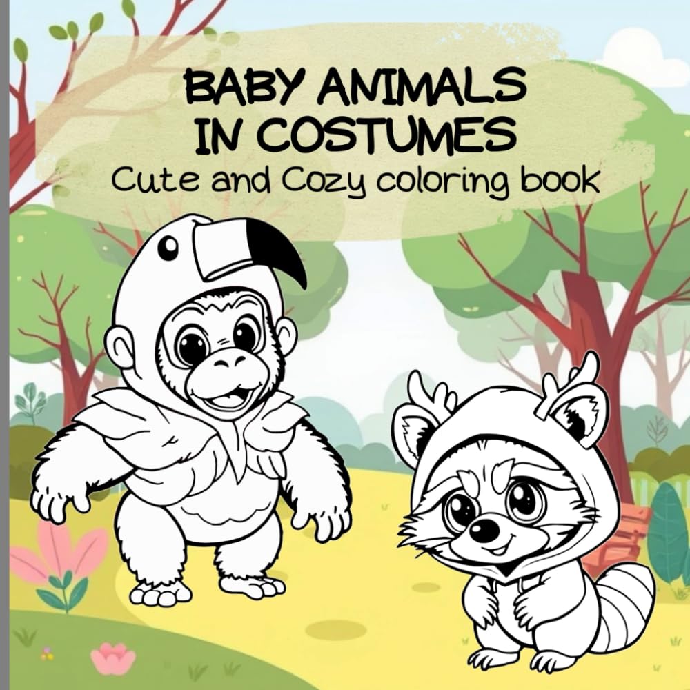 Baby Animals in Costume: A Cute and Cozy Coloring Adventure for kids and adults: Unique coloring book that features baby animals in other animal costumes (Simple, Bold & Easy Coloring Books)