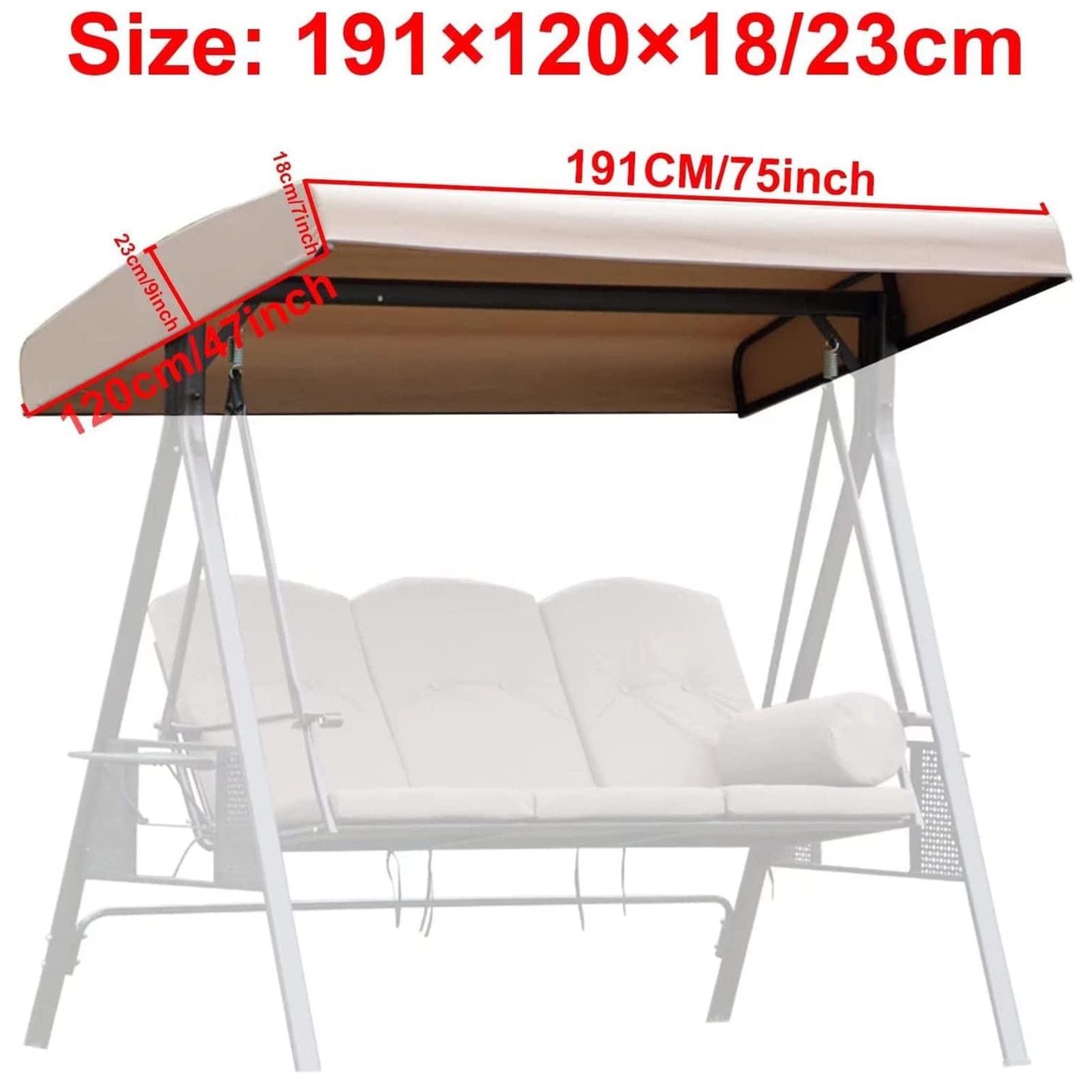 Copertura Tetto Dondolo Impermeabile - Ricambio In Oxford 210D Con Rivestimento PU, Anti-UV E Anti-Acqua, Grigio 164x114x15 Cm - Foto 6