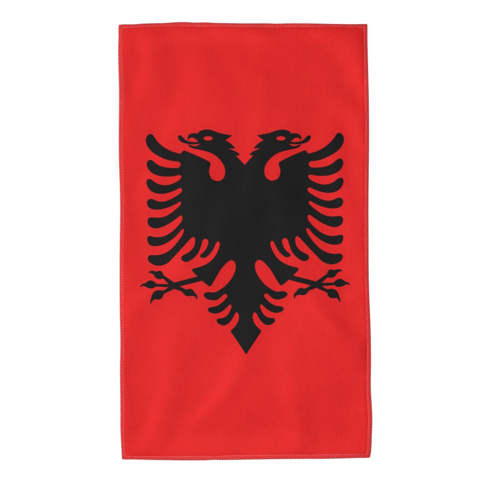 Mkgohlg White Albanian Flag Printed Towel Towels 27.5X16in Skin-Friendly Absorbent Fluffy And Soft For Bathroom, Beach, Outdoors