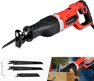 Goplus Reciprocating Saw, 9Amp 1-1/8'' Stroke Length, 2500SPM Variable Speed and Trigger Switch with 3 Saw Blades for Wood and Metal Cutting, Electric Saw with Copper Wire Motor and Power Indicator