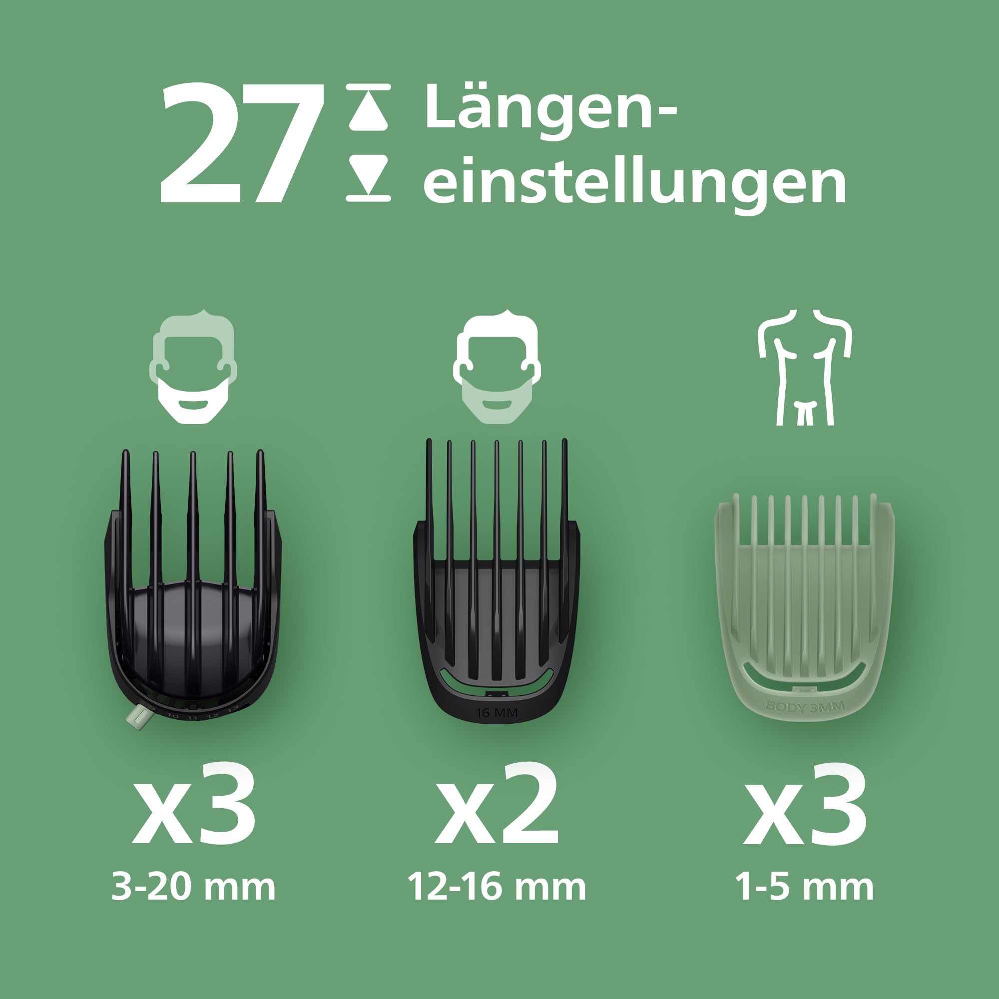 PHILIPS Multigroom Series 9000 All-in-One 19-teiliger Barttrimmer und Haarschneider + OneBlade-Trimmer - Komplettes Pflegeset für Gesicht, Kopf & Körper, 27 Längeneinstellungen (0,2-20 mm), MG9556/15
