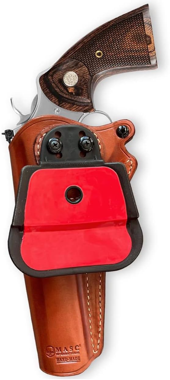 Masc Premium Leather OWB Paddle Holster Open Top Fits Python 357 Magnum 6-inch, Right Hand Draw, Brown Color #1306#