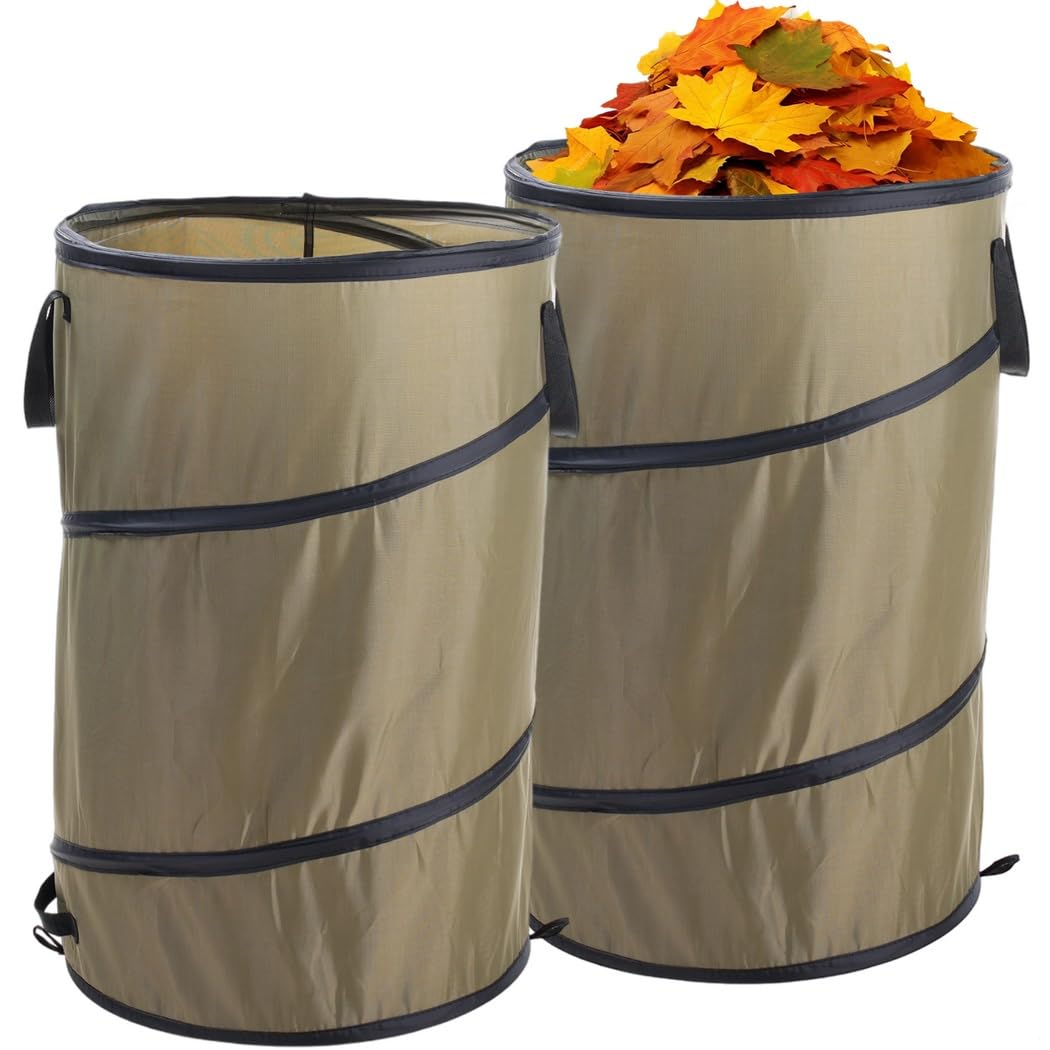 Lot de 2 corbeilles de jardin pliables, 46 x 70 cm, rangement de jardin pour feuilles, jouets, événements en plein air, camping