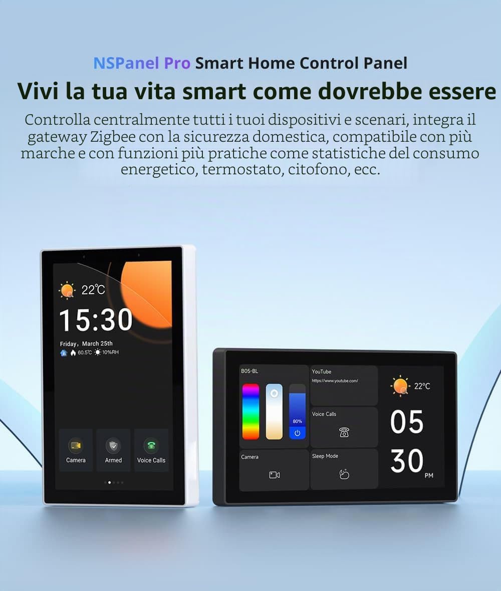 Smilewolf NSPanel Pro Zigbee 3.0 Hub Matter Gateway 120Tpye Smart Home 120Tpye Pannello Smart Thermostst Consumo di energia Modulo interruttore fai da te Supporto dispositivi eWeLink (bianco)