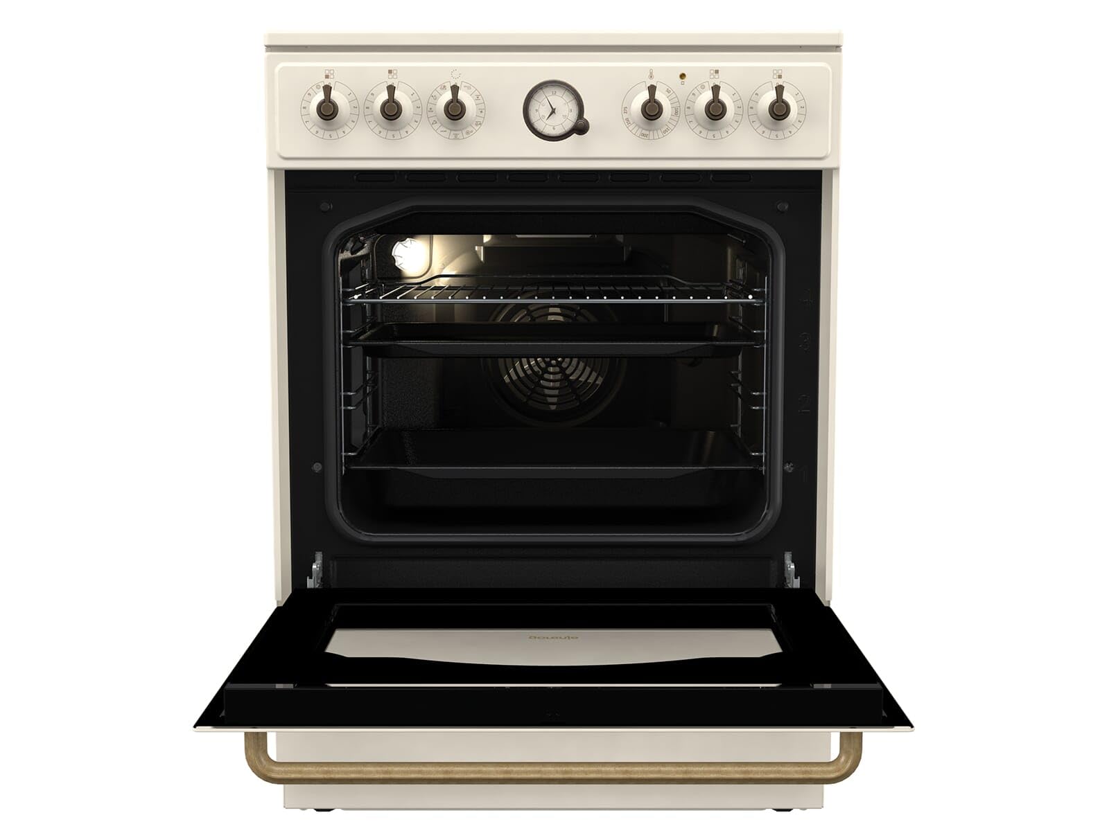Gorenje Classico GECS 6 B70CLI - Stufa elettrica con piano cottura in vetroceramica, design retrò, 60 cm, 71 litri, chiusura delicata, riscaldamento rapido, AirFry/ExtraSteam/Pizza Mode/AquaClean
