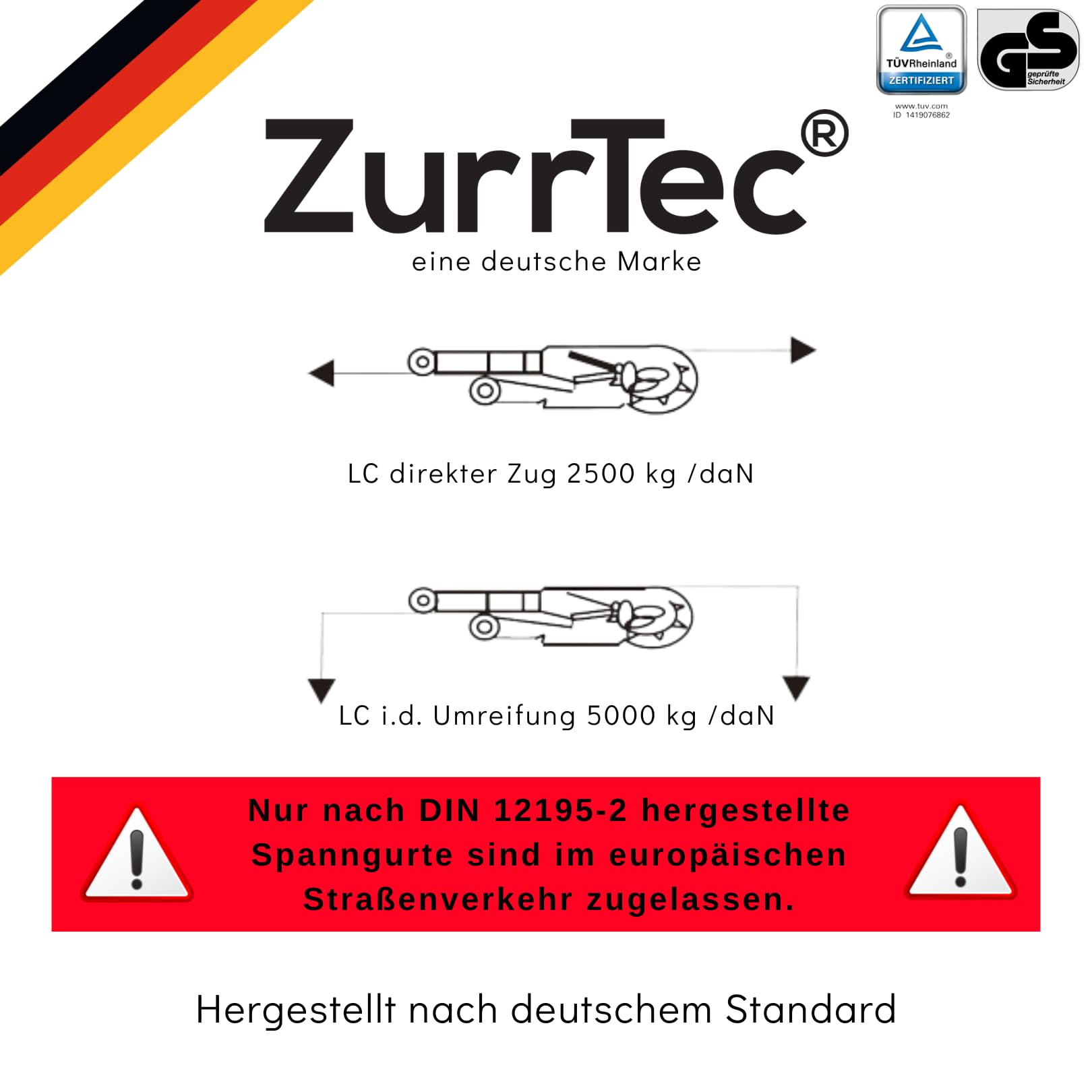 10 x Spanngurte Zurrgurte 8m 5t (LC 2500/5000 daN) Ratschenspanngurt