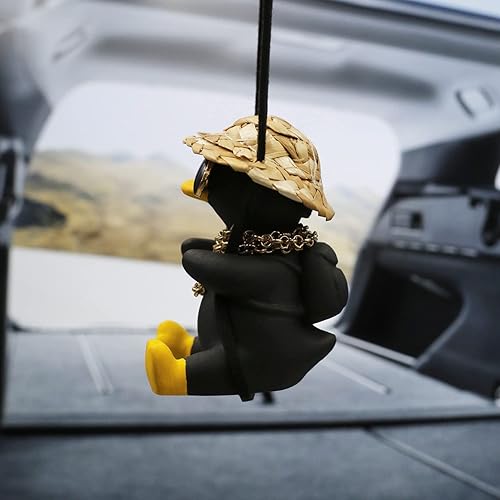 Miniatura 9 de Adorno colgante de auto de pato oscilante bonitos accesorios para colgar en el espejo retrovisor colgante de automóvil gafas de sol negras