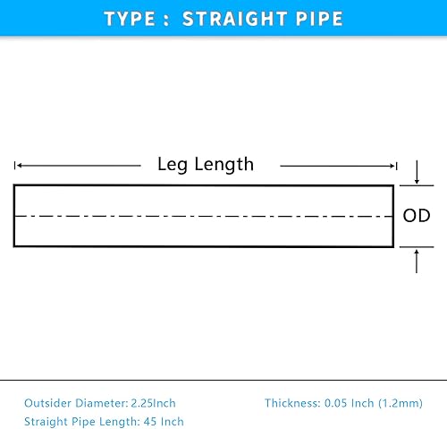 Miniatura 9 de Tubo de tubo de escape recto de 2.5 pulgadas, acero inoxidable T304, ajuste universal, 48 pulgadas4 pies de longitud, tubo recto de mandril de 2.5