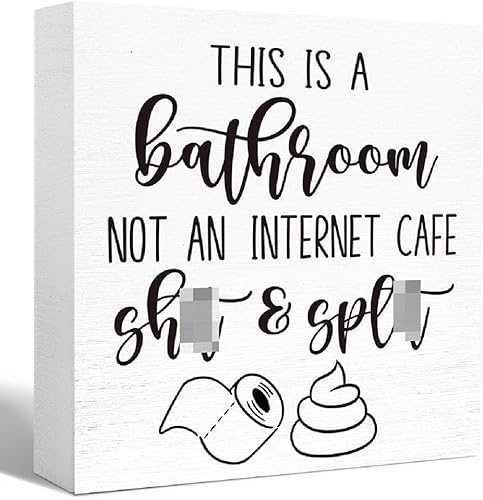 Divertido letrero de madera - Not an Internet Cafe, decoración de baño e inodoro, estilo granja
