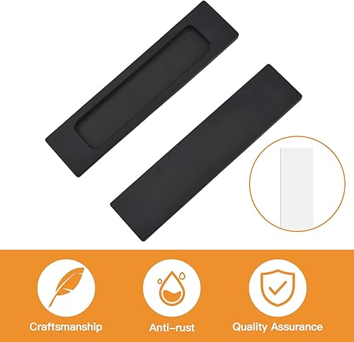 Miniatura 9 de Morobor Tiradores de dedo para armario, manija de puerta de granero deslizante, 2 manijas de puerta corrediza de granero, tirador de dedo empotrado