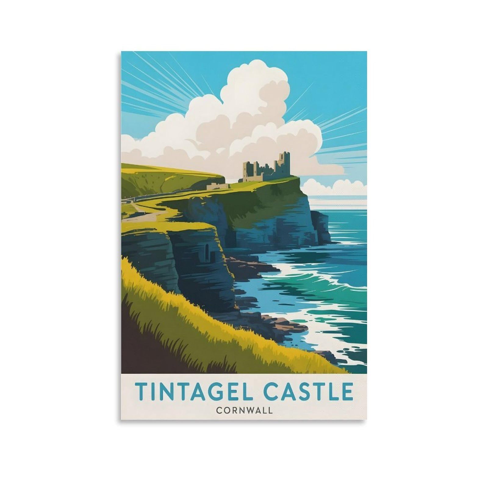 Ezmlfa S234 Diy 5D Diamond Painting Kits For Adults,Tintagel Castle Cornwall Crystal Rhinestones Art Craft For Beginners Diy Home Wall Decor Gift 50X60cm