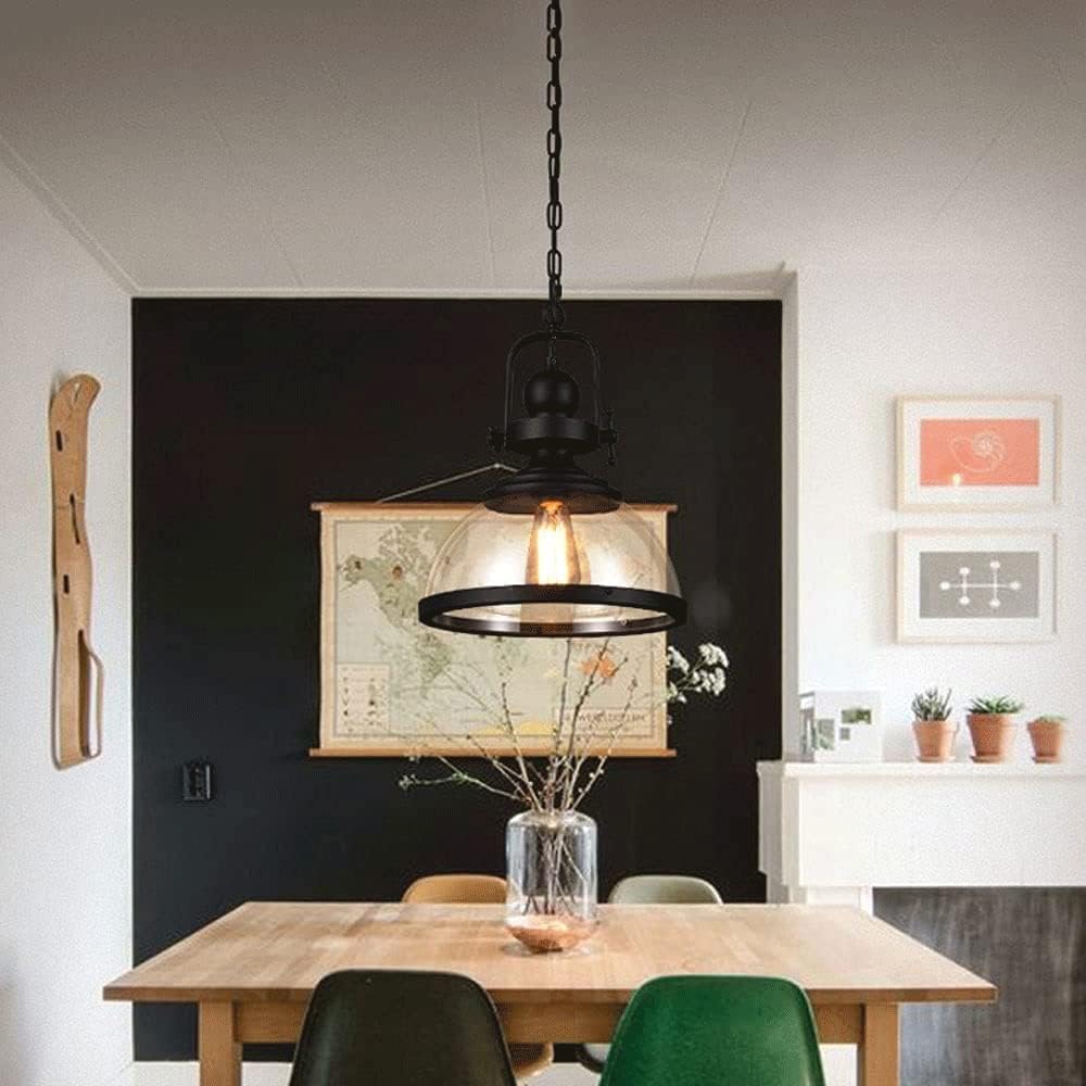 YUEGOO Chandeliers,Industrial Glass Chandelier,Metal Lamp,E27 Edison Vintage Hanging Light,for Kitchen Island Bedroom Dining Room Ceiling Decoration Lighting Fixtures