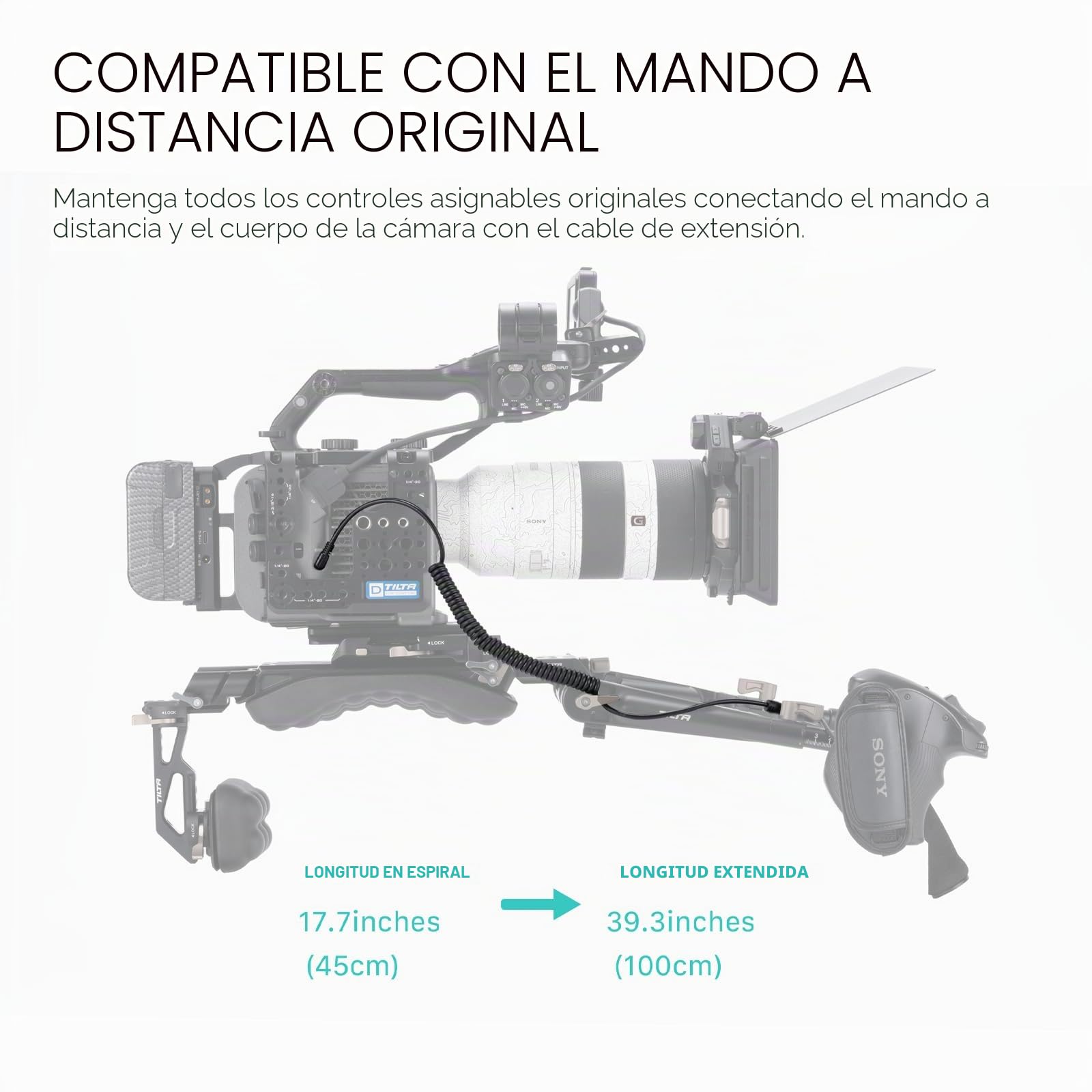 Tilta Extensor de empuñadura Compatible con Sony FX6, con Adaptador de Roseta estándar ARRI y Cable en Espiral ES-T20-HE