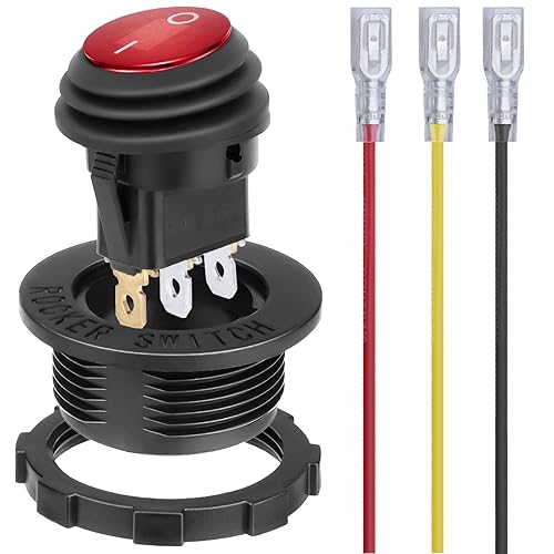 Round Rocker Switch, Toggle Switch 12V, Waterproof Lighted LED On/Off Switch for Car, Marine Toggle Switch, Automotive Power Switch, SPST 3 Pin