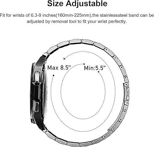 Miniatura 4 de VINIUSIKI Galaxy Watch 7 6 5 4 FE 1.575 in 1.732 in 1.772 in Correa de acero inoxidable, sin brechas, bandas de metal compatibles con Samsung Galaxy