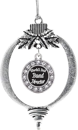 Miniatura 251 de Inspired Silver - My Vintage Initials - Adorno con dije de letra V - Adornos navideños de círculo plateado con joyas de circonita cúbica