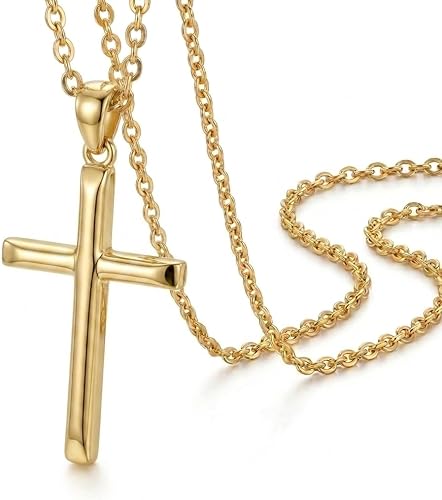 14K Gold Cross Necklaces for Women,Crosses Pendant Necklace Minimalist Religion Faith Jewelry for Her Christmas