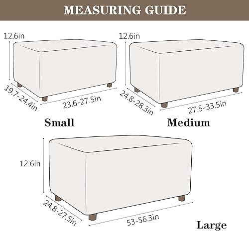 Miniatura 6 de Fundas elásticas para otomanas, fundas otomanas de jacquard suave, fundas rectangulares de almacenamiento para taburete, funda para reposapiés,