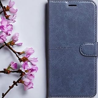 جراب جلد قلاب مزود بكبسوله غلق ماجنتيك متوافق مع هاتف oppo a3s - من كو لون ازرق